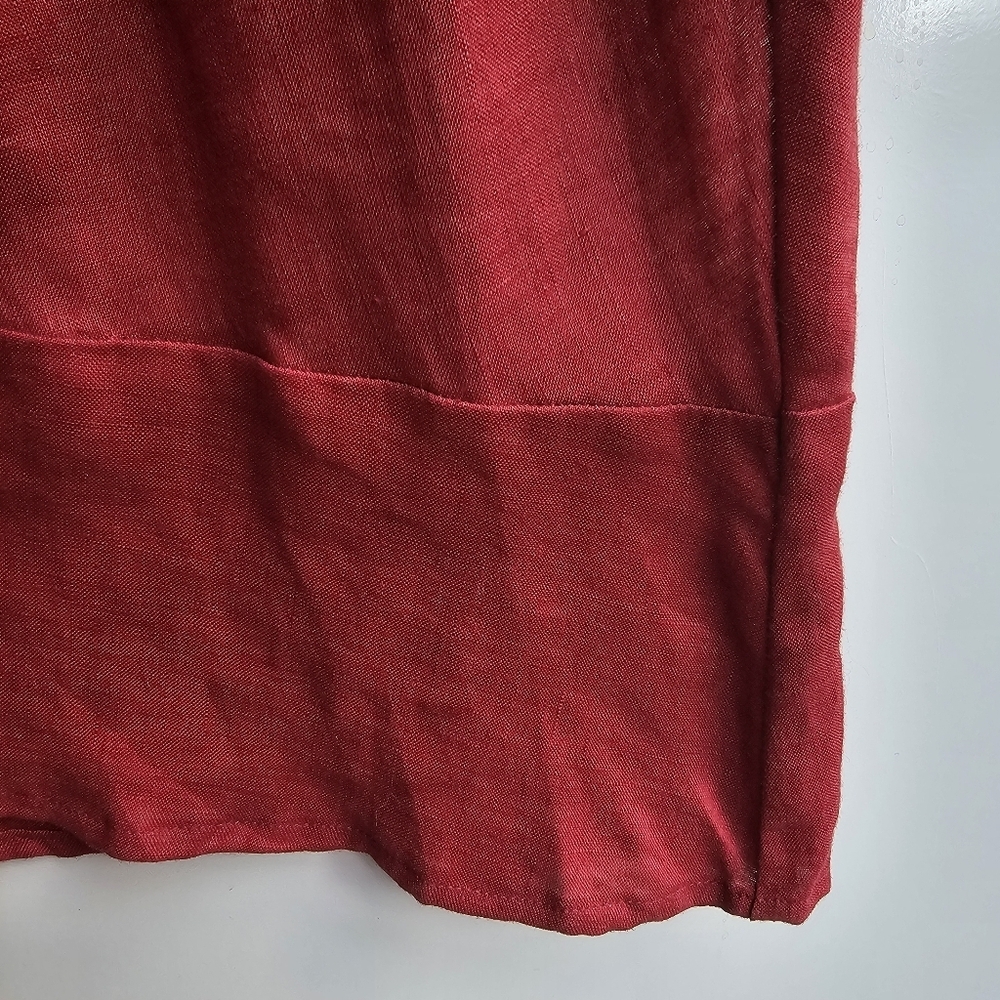 RUST Color!Vintage Carole Little Linen Dress, Rust Color Tiered Ruched, Size 12 - Picture 7 of 14